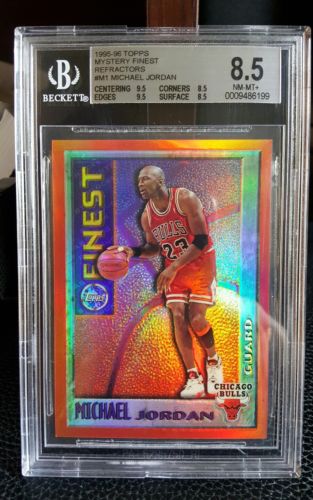 199596 MYSTERY FINEST MICHAEL JORDAN M1 ORANGE BORDERED TEST REFRACTOR BGS 85