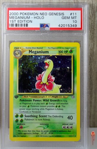 1st Ed Meganium Holo Rare WOTC Pokemon Card 11111 Neo Genesis PSA 10 GEM MINT