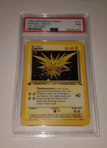 Rare Pokemon Card Misprint Zapdos Holo 1st Edition PSA 1562 Fossil First Ed