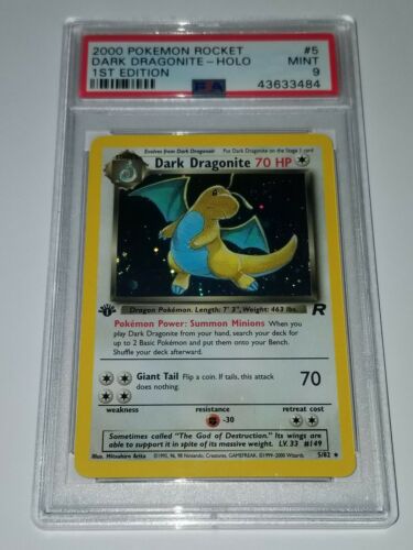 Rare First Edition Dark Dragonite 582 Team Rocket Pokemon Card Holo PSA 1st Ed