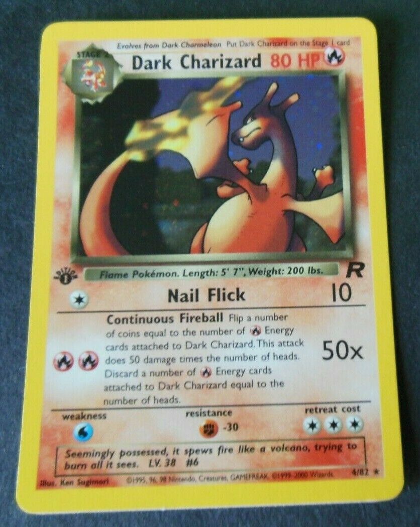 POKEMON WOTC 1ST EDITION TEAM ROCKET DARK CHARIZARD HOLOFOIL CARD 482 M