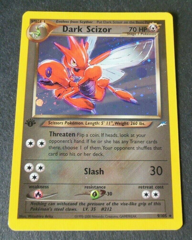 POKEMON 1ST EDITION NEO DESTINY DARK SCIZOR HOLOFOIL CARD 9105 Mint