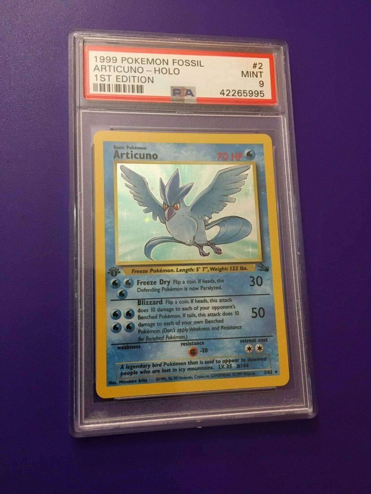 Articuno 1st edition Holo PSA 9 Mint Fossil 1999 Pokemon Card 262