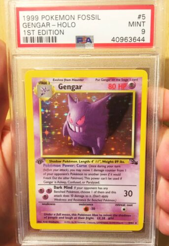 1999 POKEMON FOSSIL GENGAR HOLO 1ST EDITION PSA 9 MINT CONDITION WOTC LOOK NOW