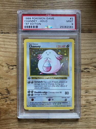 Pokemon Base 1999 1st Edition Shadowless 3 Chansey H3102 Holo PSA 9