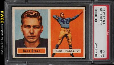 1957 Topps Football Bart Starr ROOKIE RC 119 PSA 7 NRMT