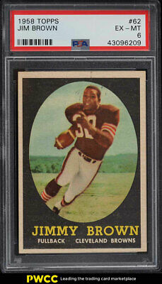 1958 Topps Football Jim Brown ROOKIE RC 62 PSA 6 EXMT