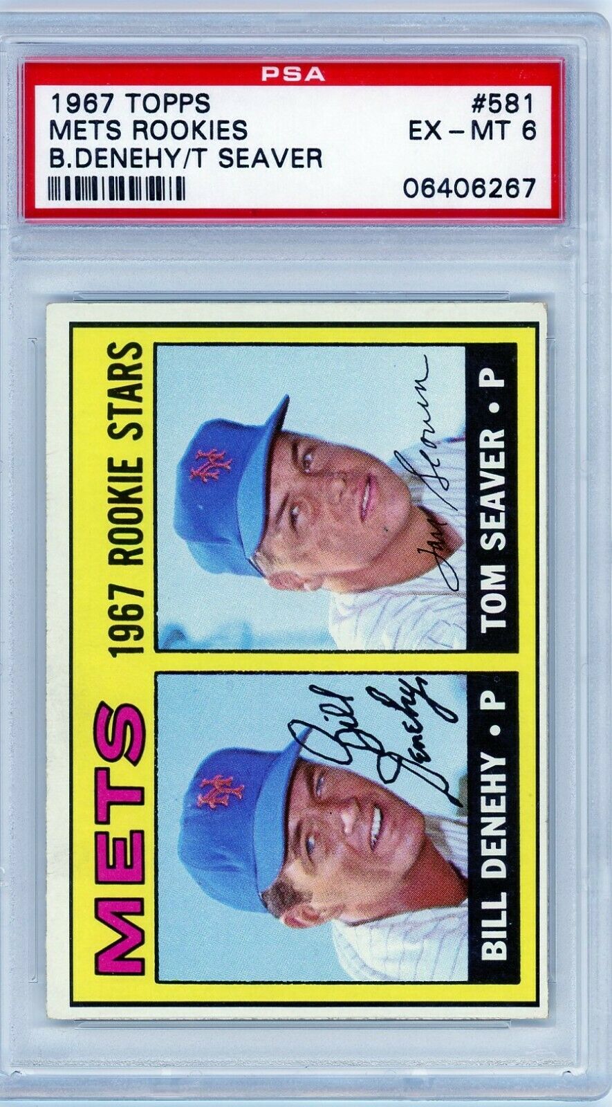 1967Topps 581 TOM SEAVER PSA 6 EXMTGraded ROOKIE Baseball Card