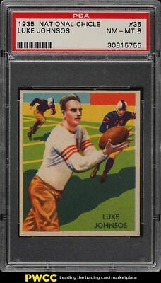 1935 National Chicle Football Luke Johnsos 35 PSA 8 NMMT