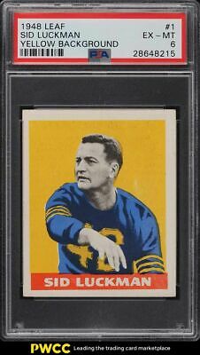 1948 Leaf Football Sid Luckman ROOKIE RC 1 PSA 6 EXMT