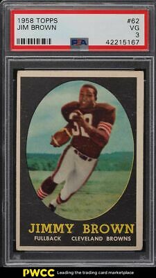 1958 Topps Football Jim Brown ROOKIE RC 62 PSA 3 VG