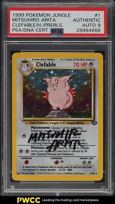 1999 Pokemon Jungle Prerelease Clefable Arita PSADNA 9 AUTO 1 PSA Auth