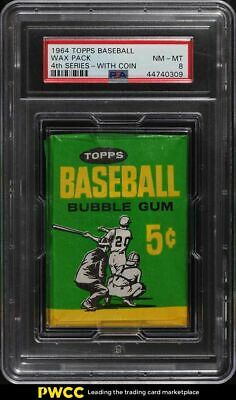 1964 Topps Baseball Wax Pack 4TH SERIES w COIN PSA 8 NMMT