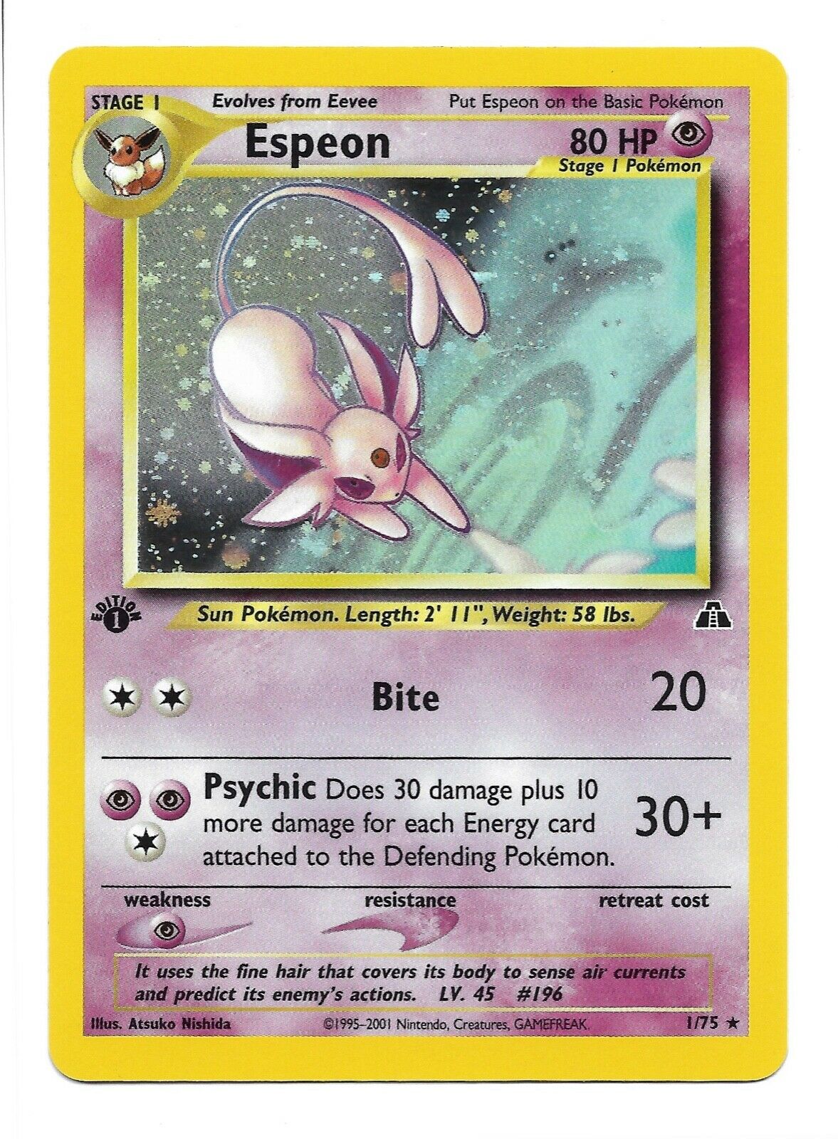 Espeon 175 1st Edition Neo Discovery Rare Holo Pokemon Card English  Near Mint