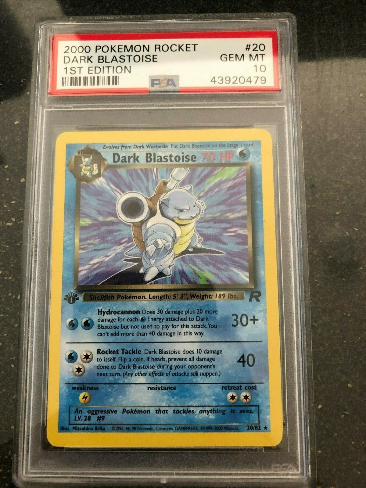 Dark Blastoise 2000 1st Edition 2082 PSA 10 Mint Team Rocket Rare Pokemon Card