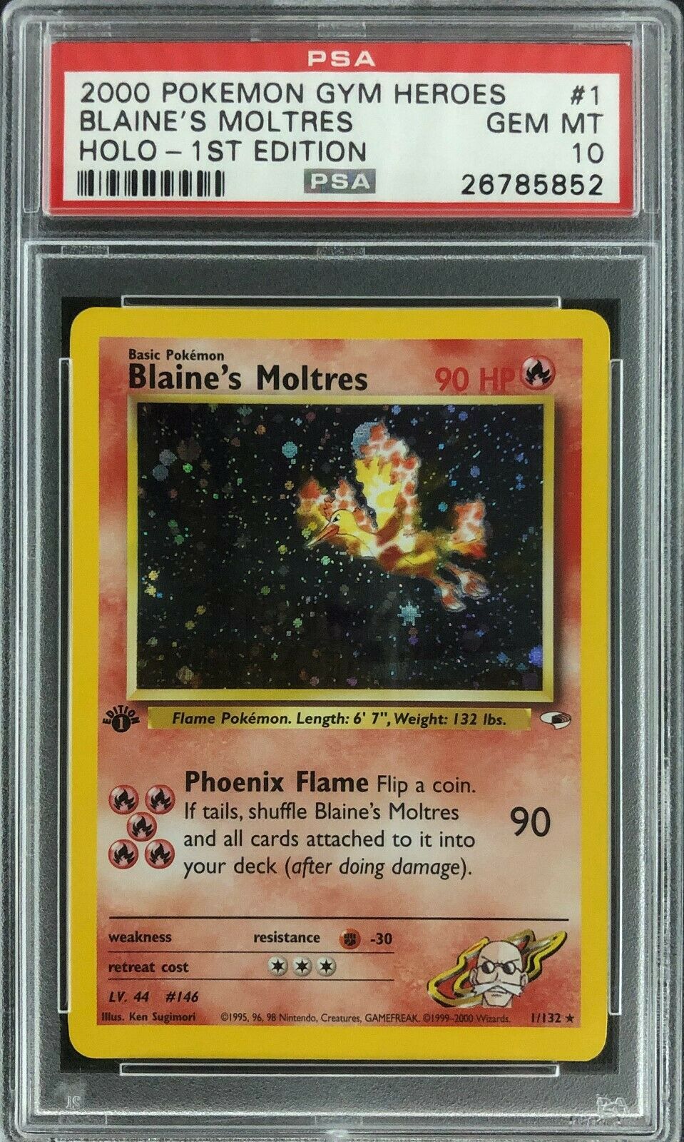 1st Edition Gym Heroes Blaines Moltres Holo Pokemon Card Mint PSA 10