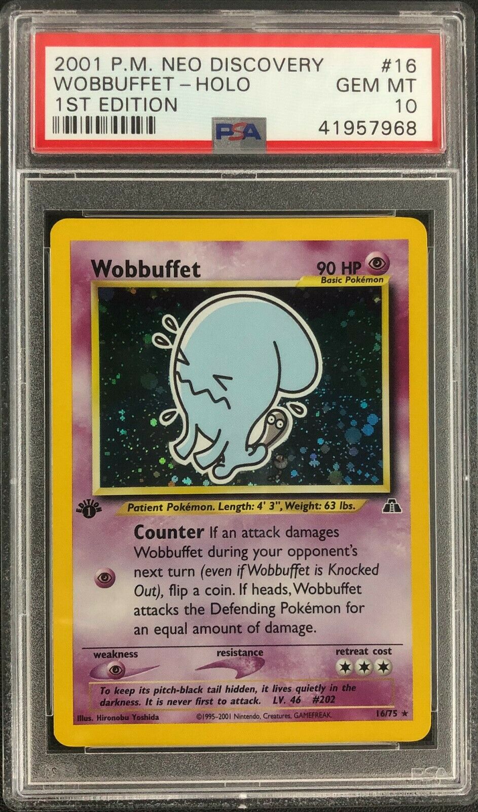 1st Edition Neo Discovery Wobbuffet Holo Pokemon Card Mint PSA 10