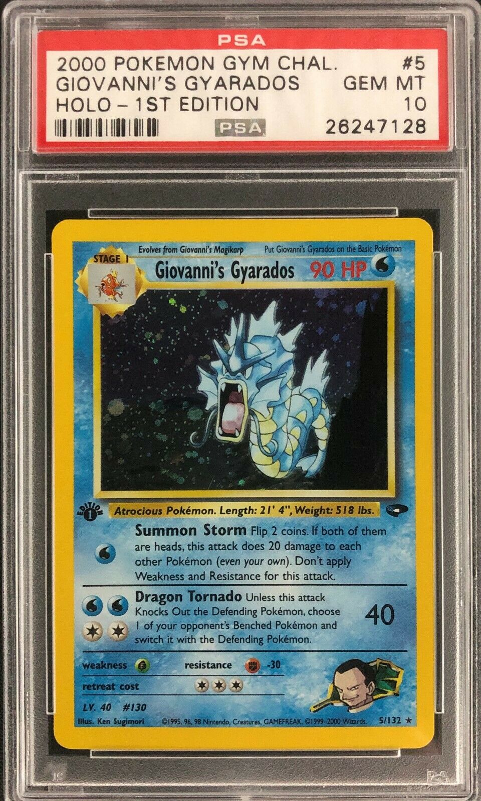 1st Edition Gym Challenge Giovannis Gyarados Holo Pokemon Card Mint PSA 10