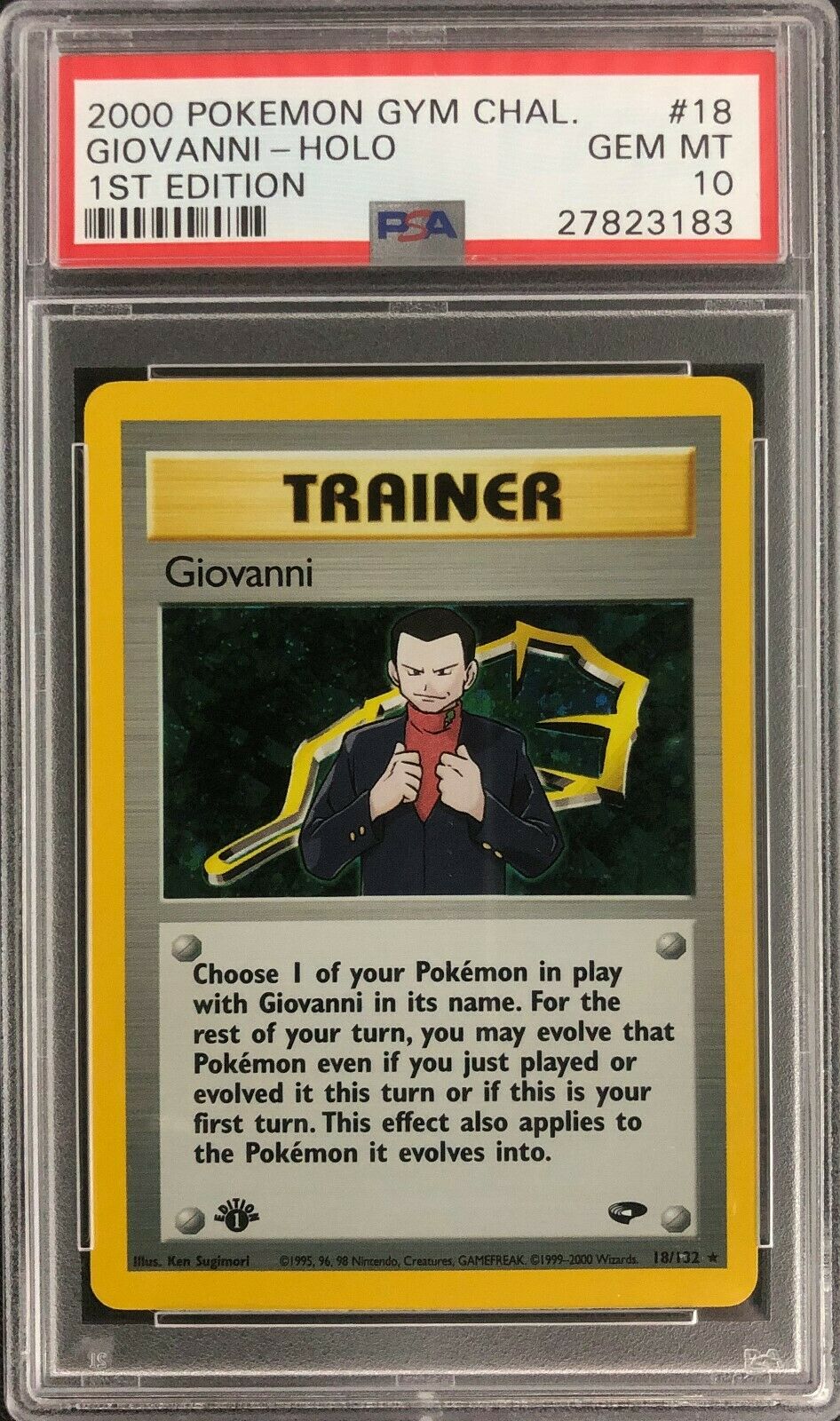 1st Edition Gym Challenge Giovanni Holo Pokemon Card Mint PSA 10