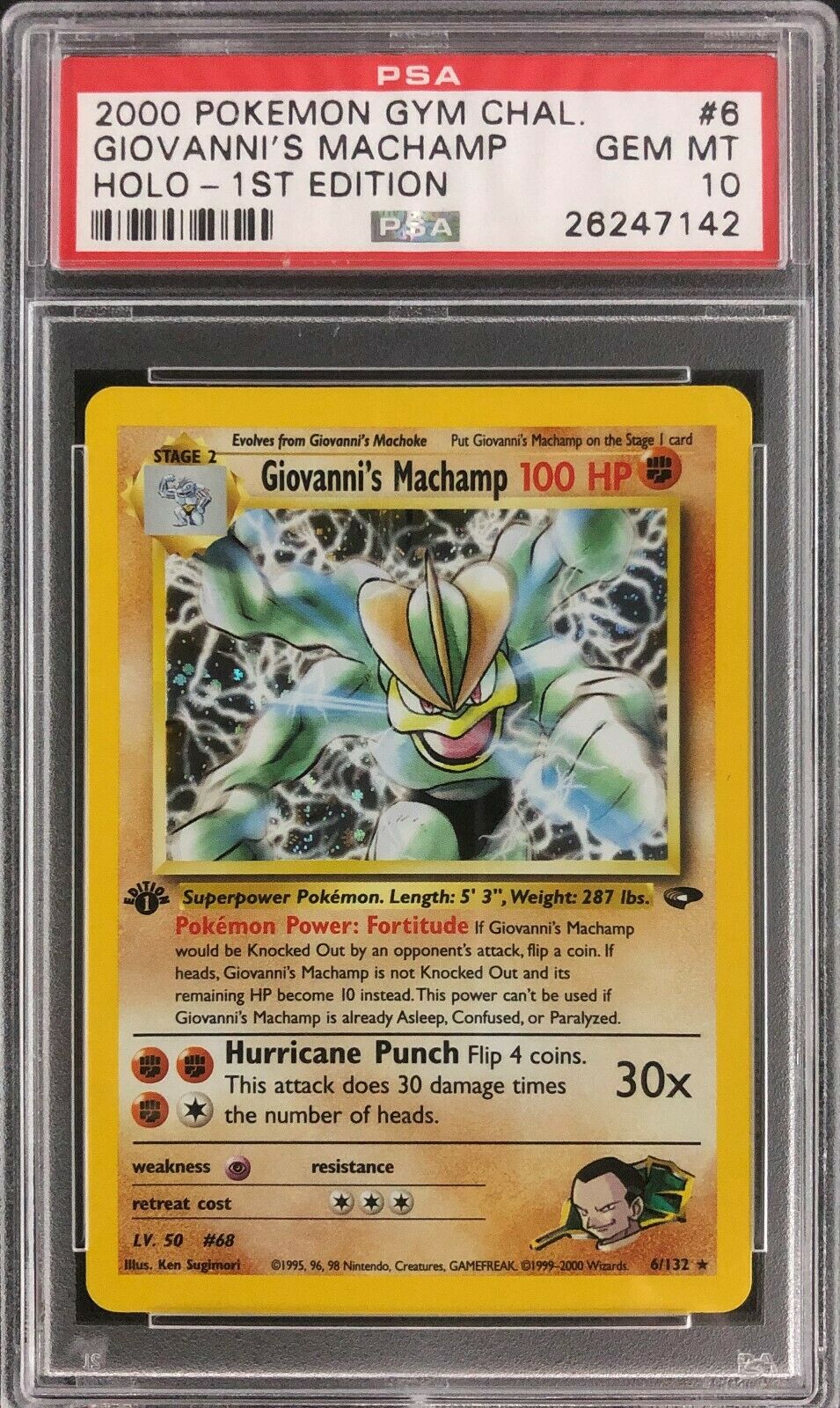 1st Edition Gym Challenge Giovannis Machamp Holo Pokemon Card Mint PSA 10