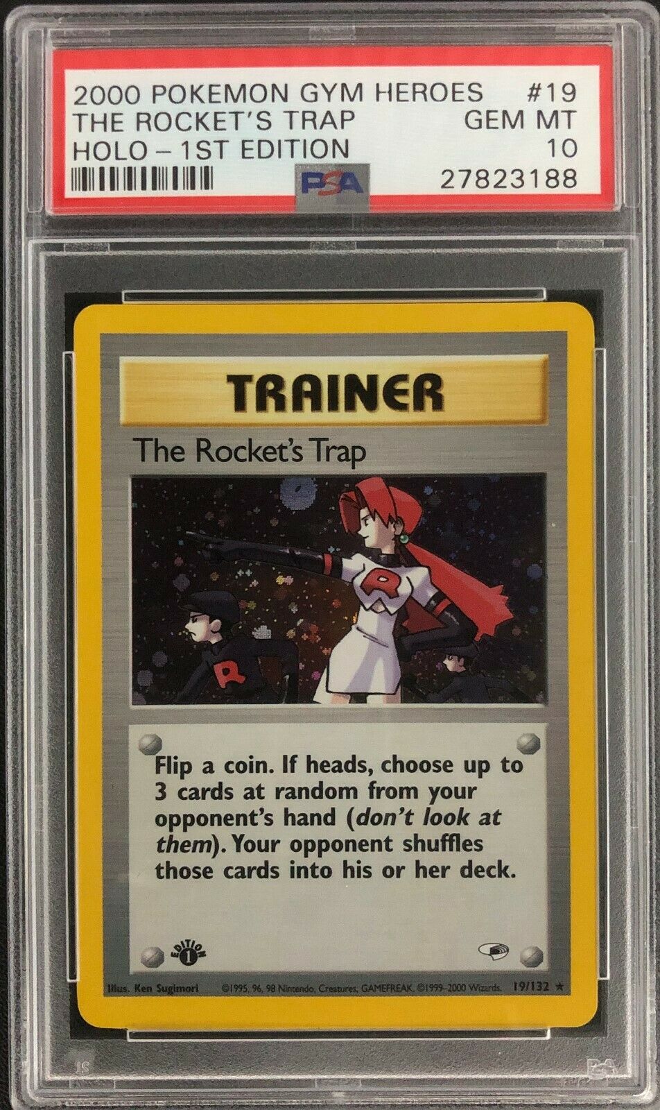 1st Edition Gym Heroes The Rockets Trap Holo Pokemon Card Mint PSA 10