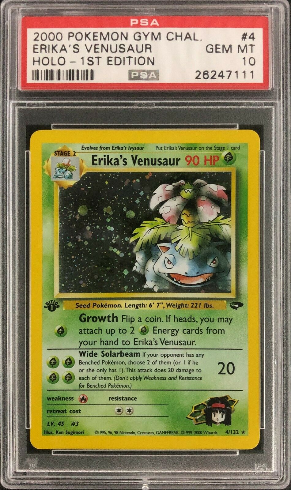 1st Edition Gym Challenge Erikas Venusaur Holo Pokemon Card Mint PSA 10