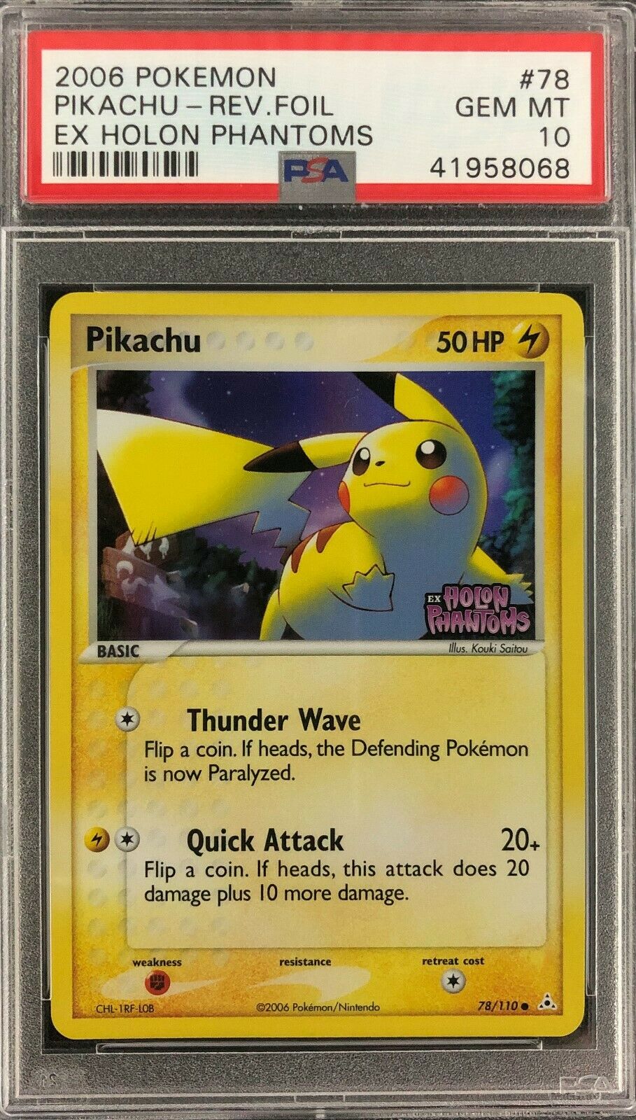 EX Holon Phantoms Pikachu Reverse Foil Holo Pokemon Card Mint PSA 10