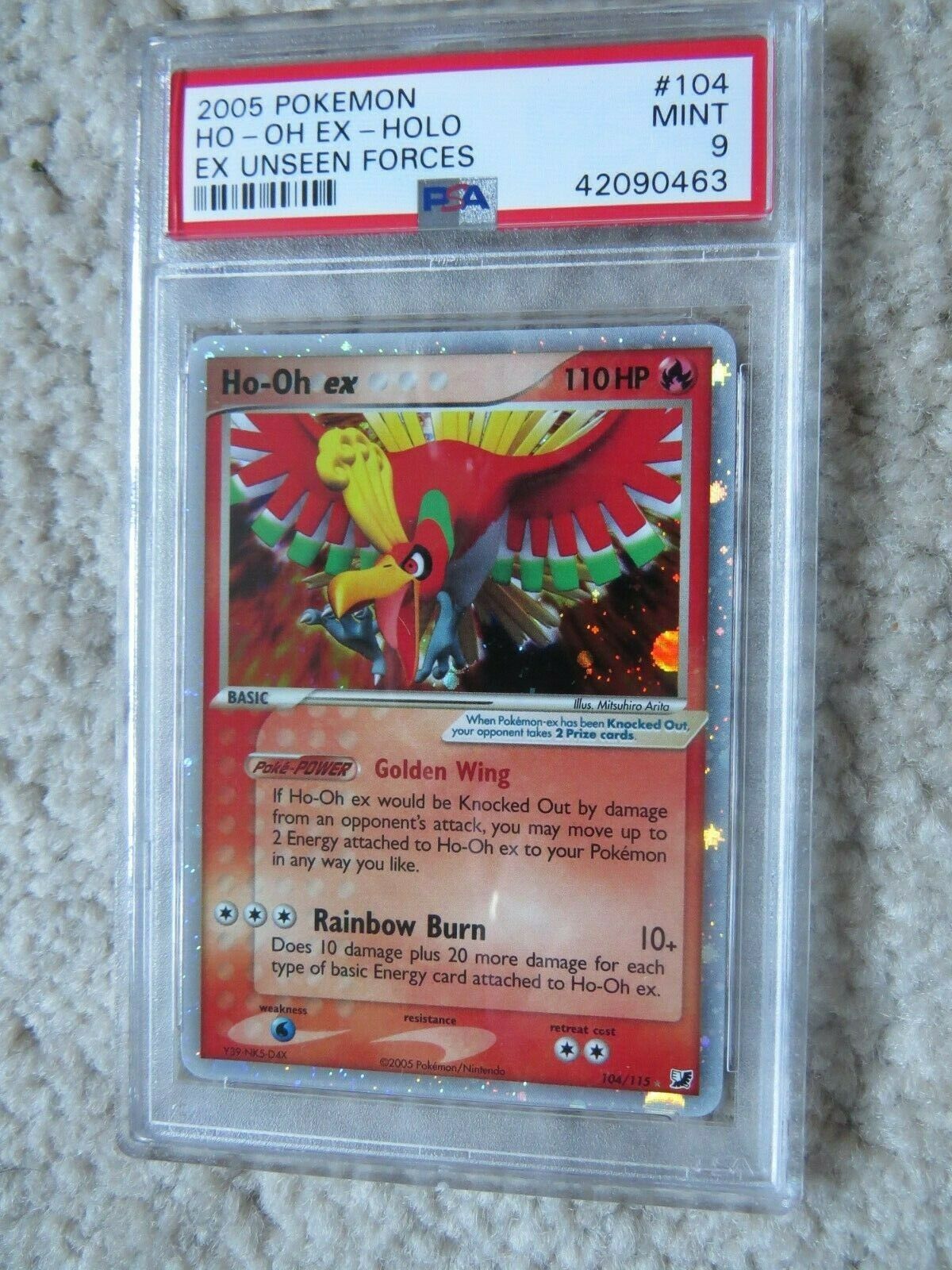 Pokemon Card  Ex Unseen Forces  104 Hooh ex PSA 9 Mint