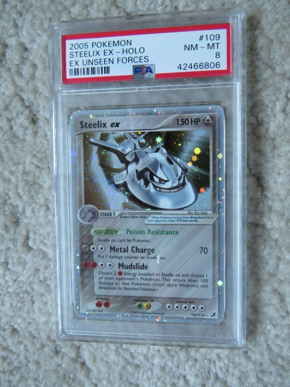 Pokemon Card  Ex Unseen Forces  109 Steelix ex PSA 8 NM  Mint