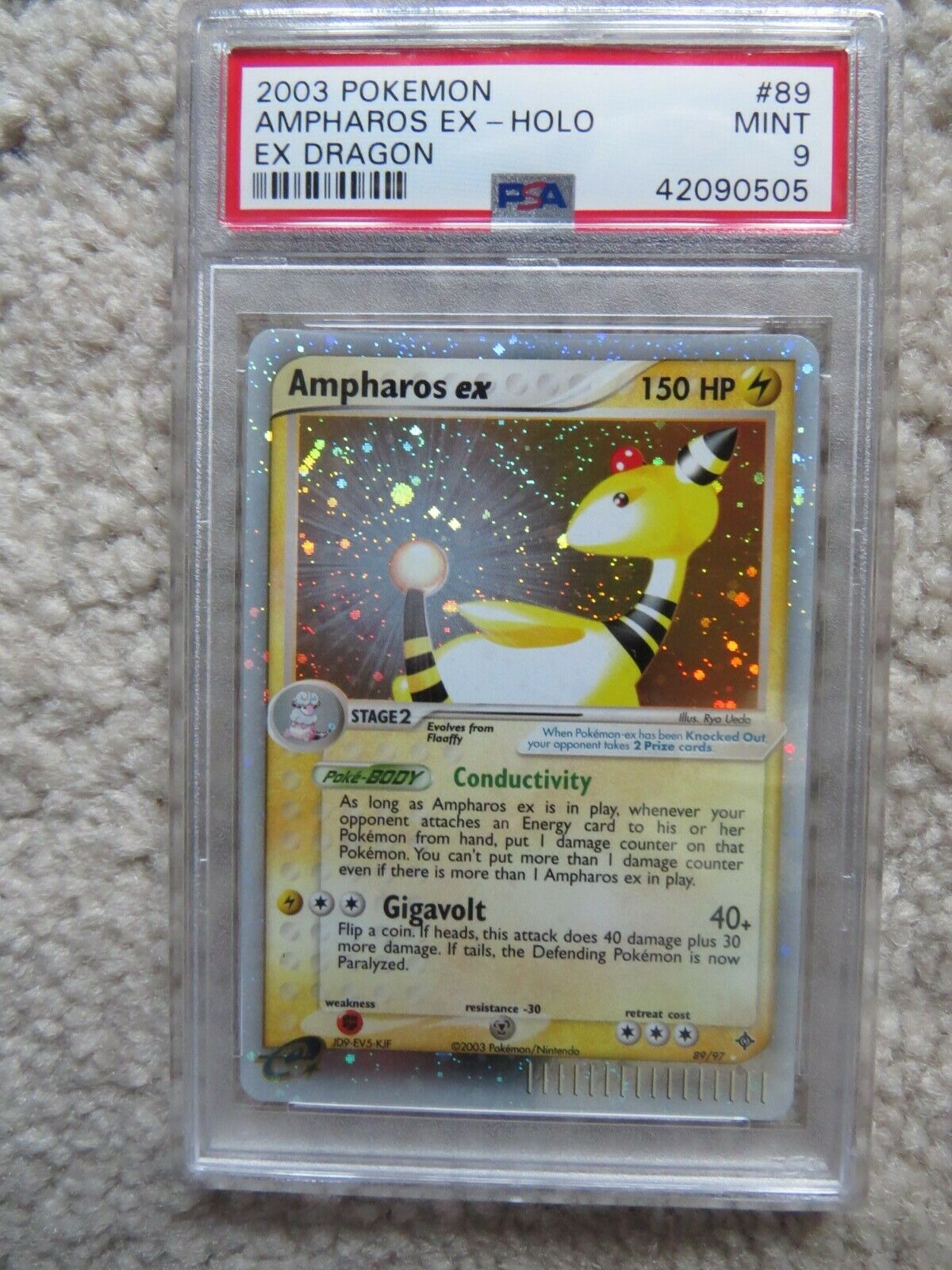 Pokemon Card  Ex Dragon 89 Ampharos ex PSA 9 Mint
