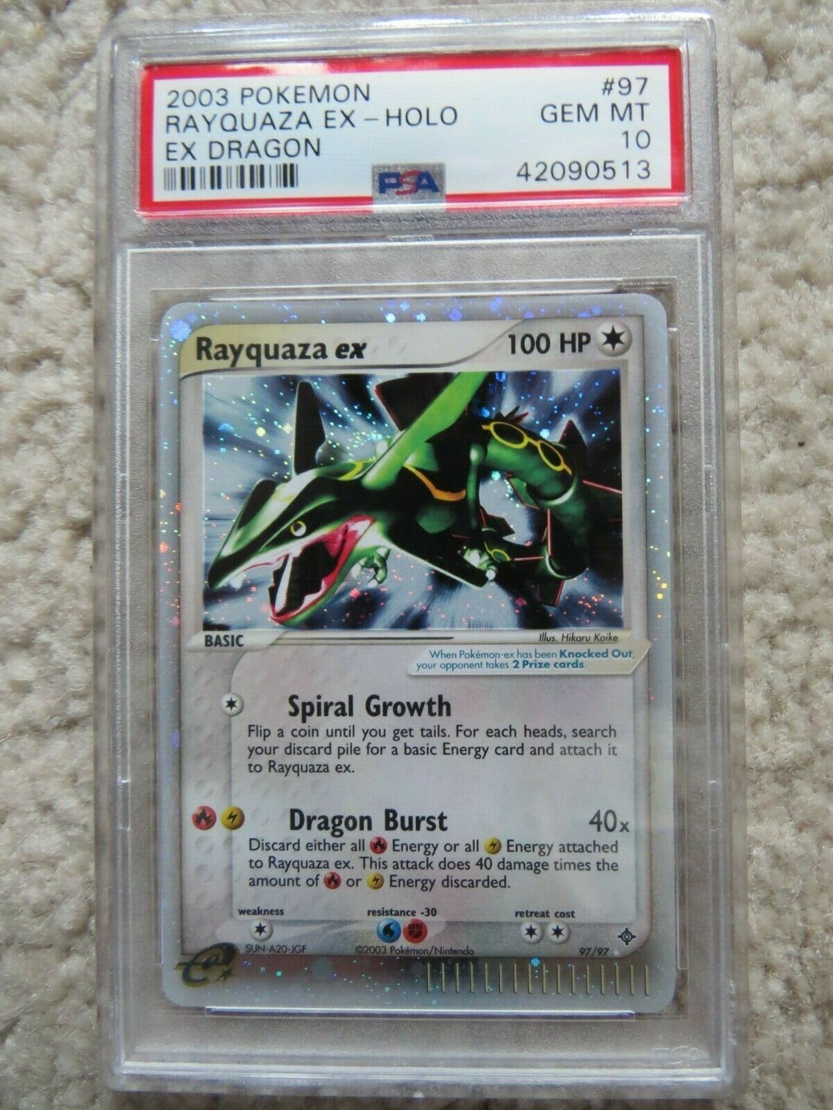 Pokemon Card  Ex Dragon 97 Rayquaza ex PSA 10 Gem Mint