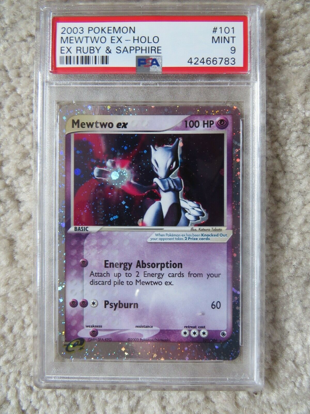 Pokemon Card  Ex Ruby  Sapphire 101 Mewtwo ex PSA 9 Mint