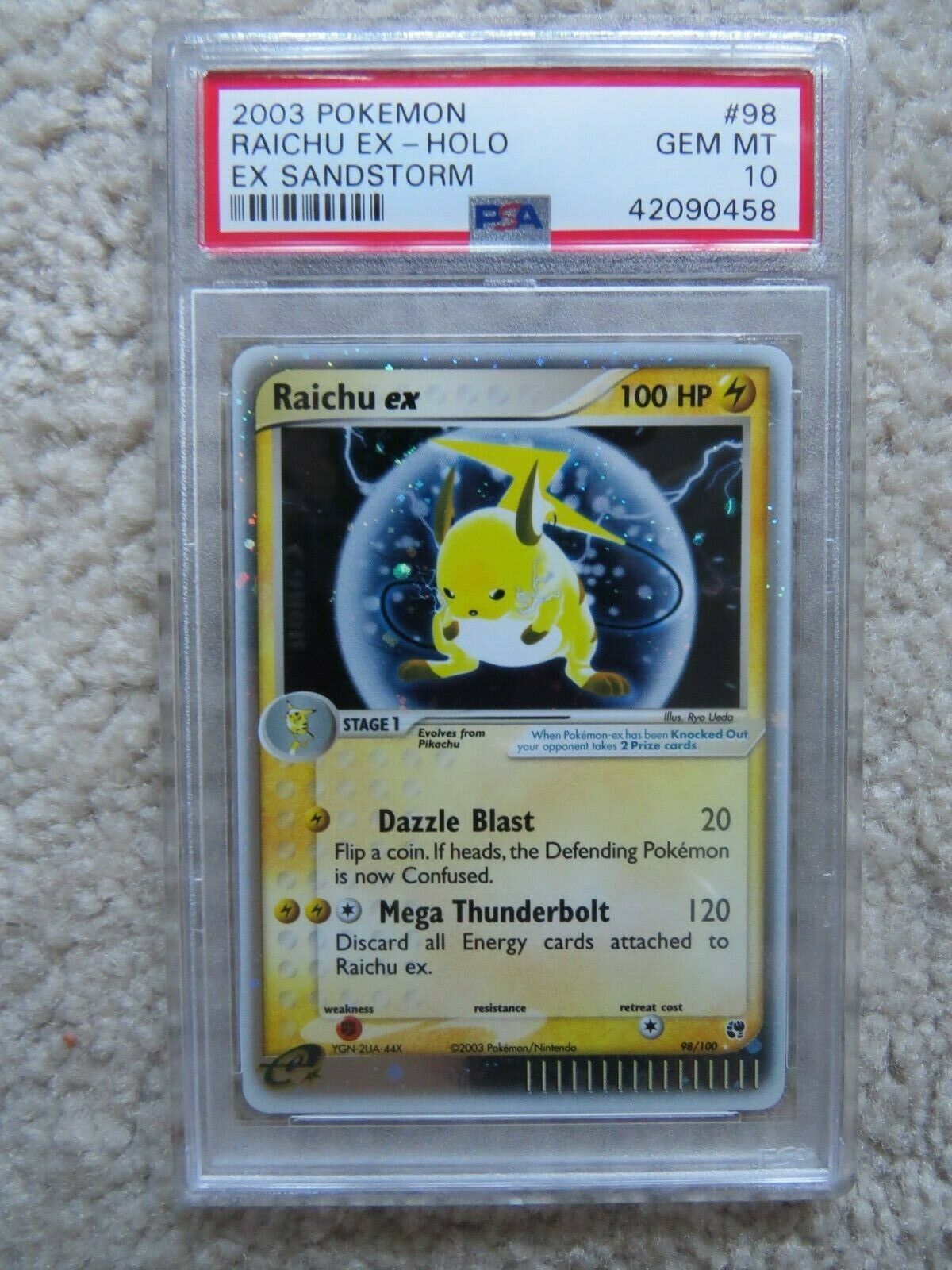 Pokemon Card  Ex Sandstorm  98 Raichu ex PSA 10 Gem Mint