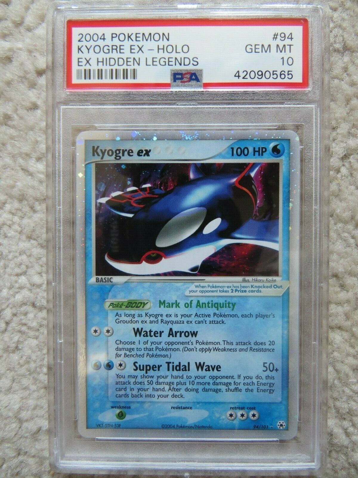 Pokemon Card  Ex Hidden Legends 94 Kyogre ex PSA 10 Gem Mint