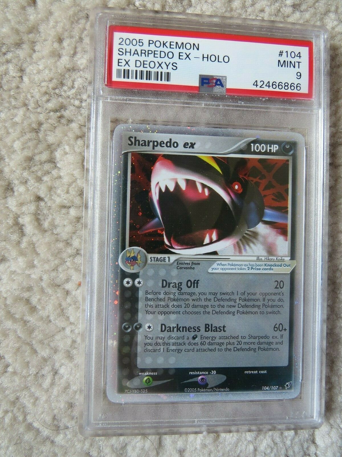 Pokemon Card  Ex Deoxys  104 Sharpedo ex PSA 9 Mint