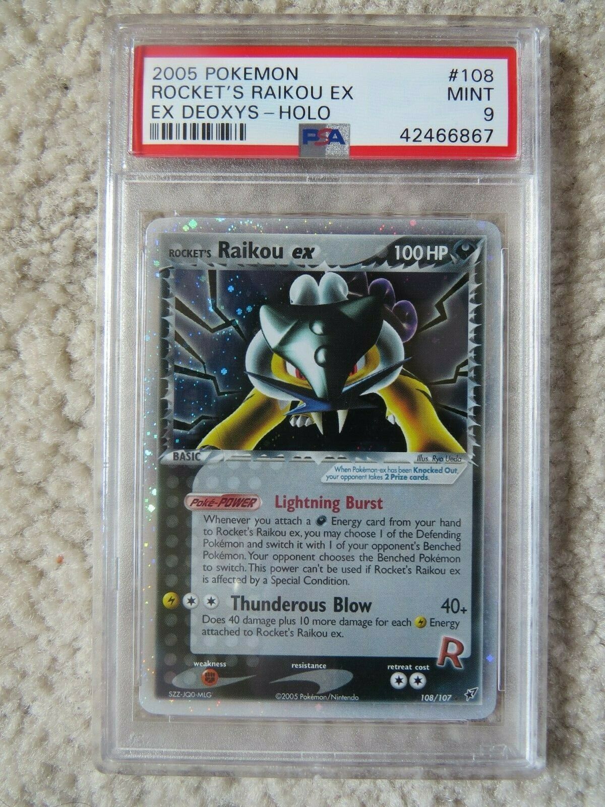 Pokemon Card  Ex Deoxys  108 Rockets Raikou ex PSA 9 Mint