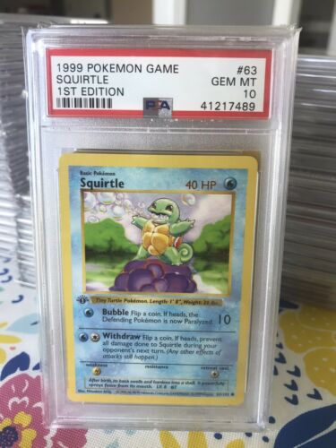 1999 Pokemon Game Base 1st Edition Shadowless Squirtle 63 PSA 10 GEM MINT