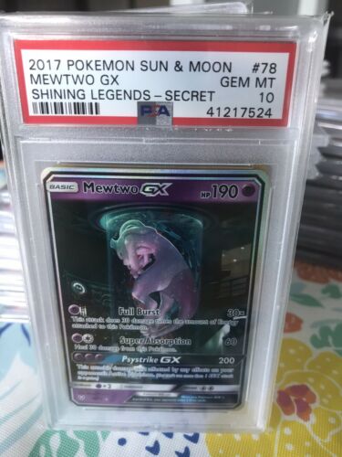 POKEMON SHINING LEGENDS 7873 MEWTWO SECRET FULL ART TUBE GX PSA 10 GEM MINT