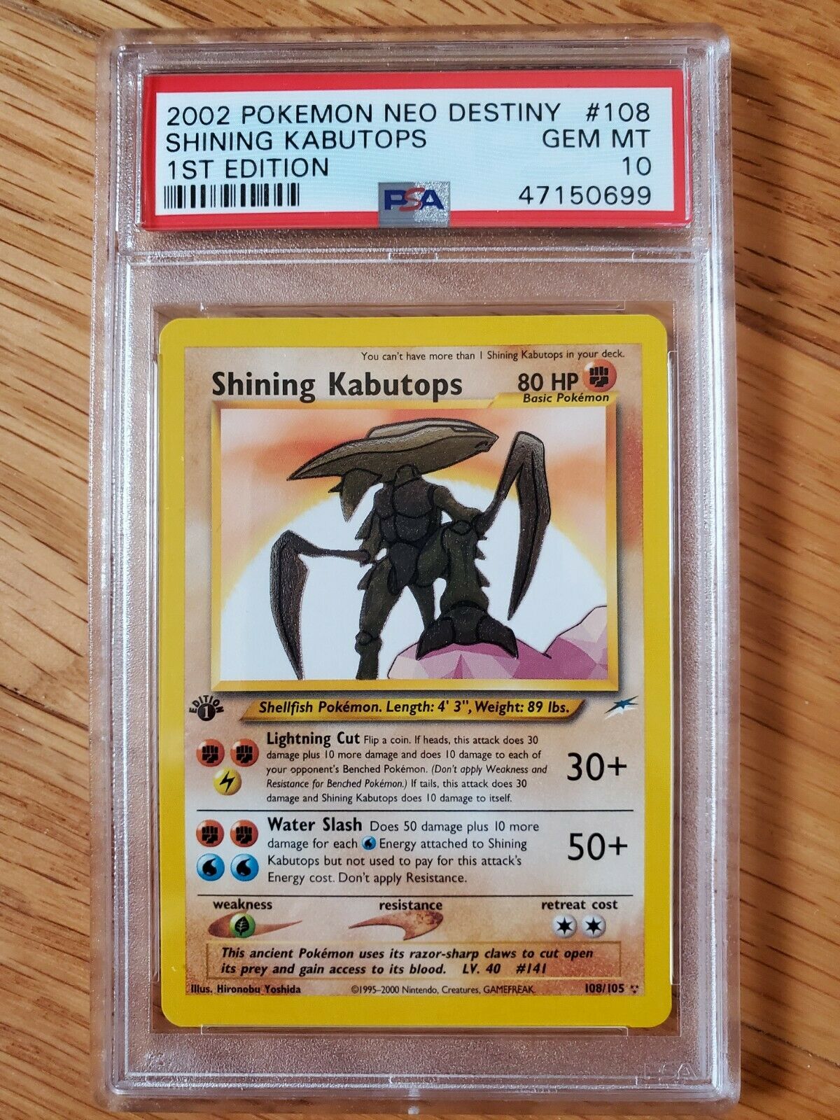 2002 Pokemon Neo Destiny Shining Kabutops 1st Edition PSA 10 108105