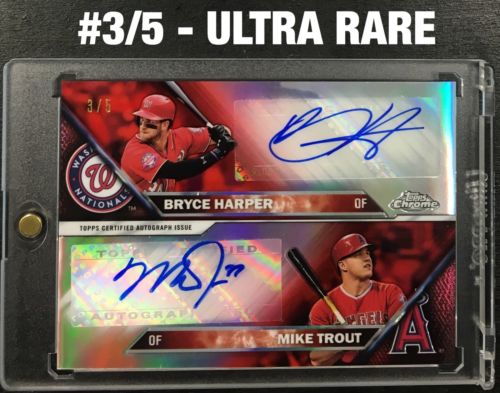 2016 Topps Chrome MIKE TROUT BRYCE HARPER Dual Auto Autograph Red Refractor 35