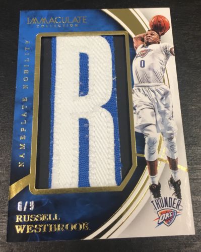 11 R 201516 Immaculate RUSSELL WESTBROOK Nameplate GU Jersey Patch 69 WOW