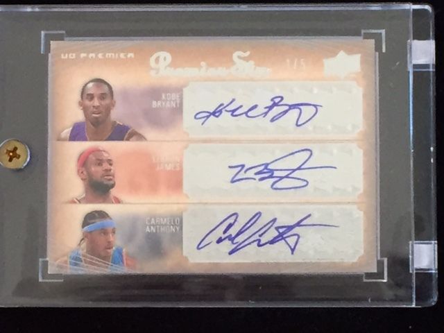 UD Premier Six AUTO KOBE BRYANT LEBRON JAMES KEVIN GARNETT CARMELO ANTHONY 11