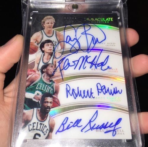 1516 Immaculate Quad Acetate Auto Bird McHale Parish Russell 910 HOF CELTICS 