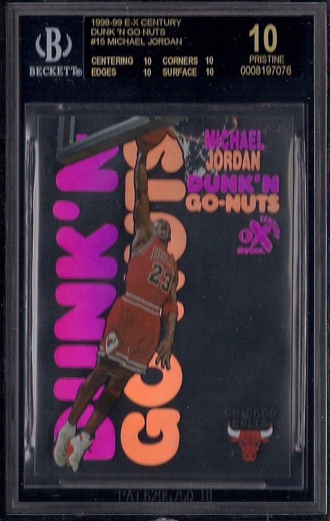 199899 EX Century Dunk N GoNuts MICHAEL JORDAN NO AUTO Black BGS 10 PRISTINE