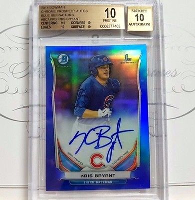 2014 Bowman Chrome Blue Refractor Auto Kris Bryant 150 Pristine BGS1010 MVP