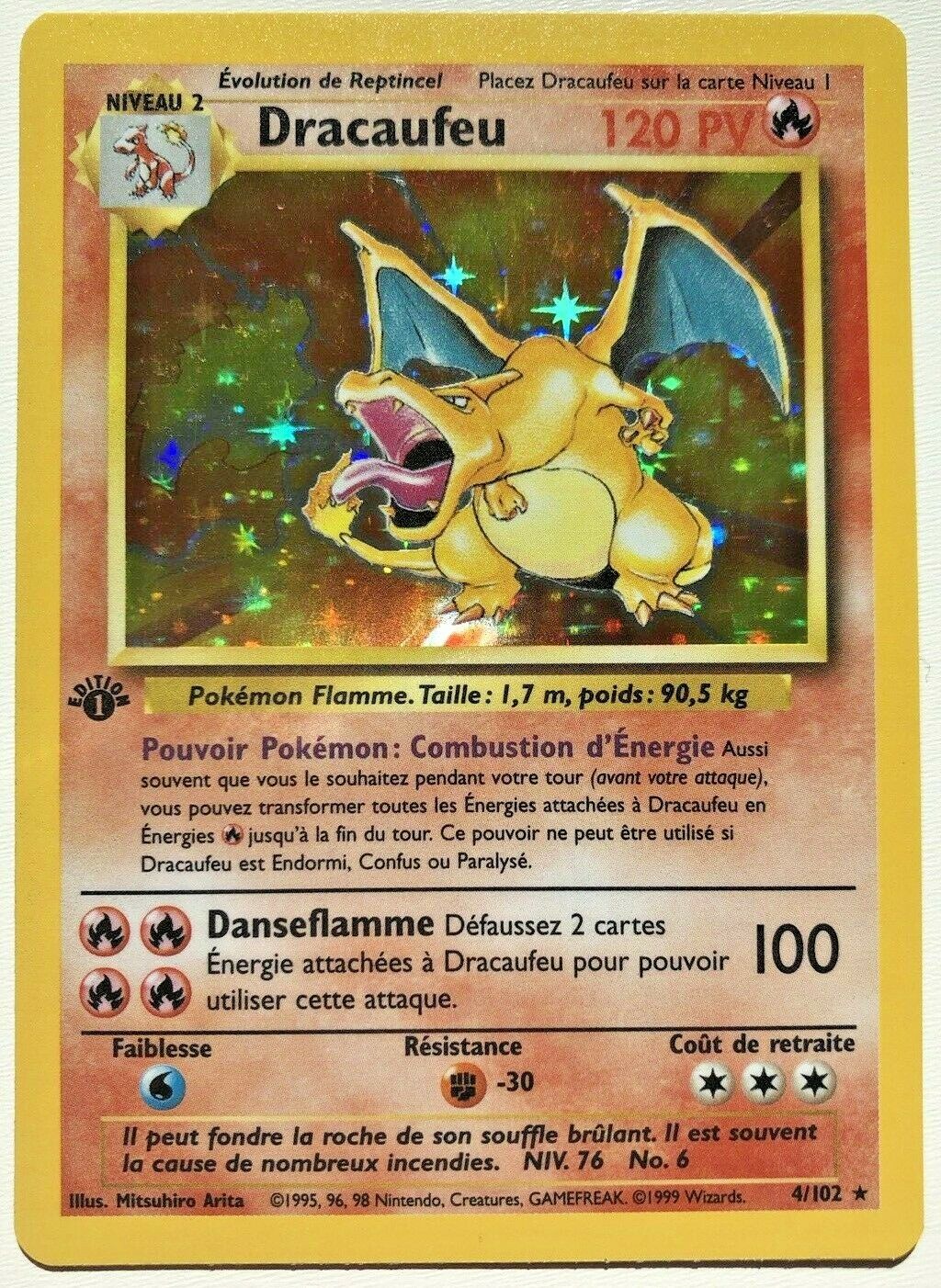 1st Edition Dracaufeu French Charizard 4102 Pokemon Card Holo Rare Near Mint