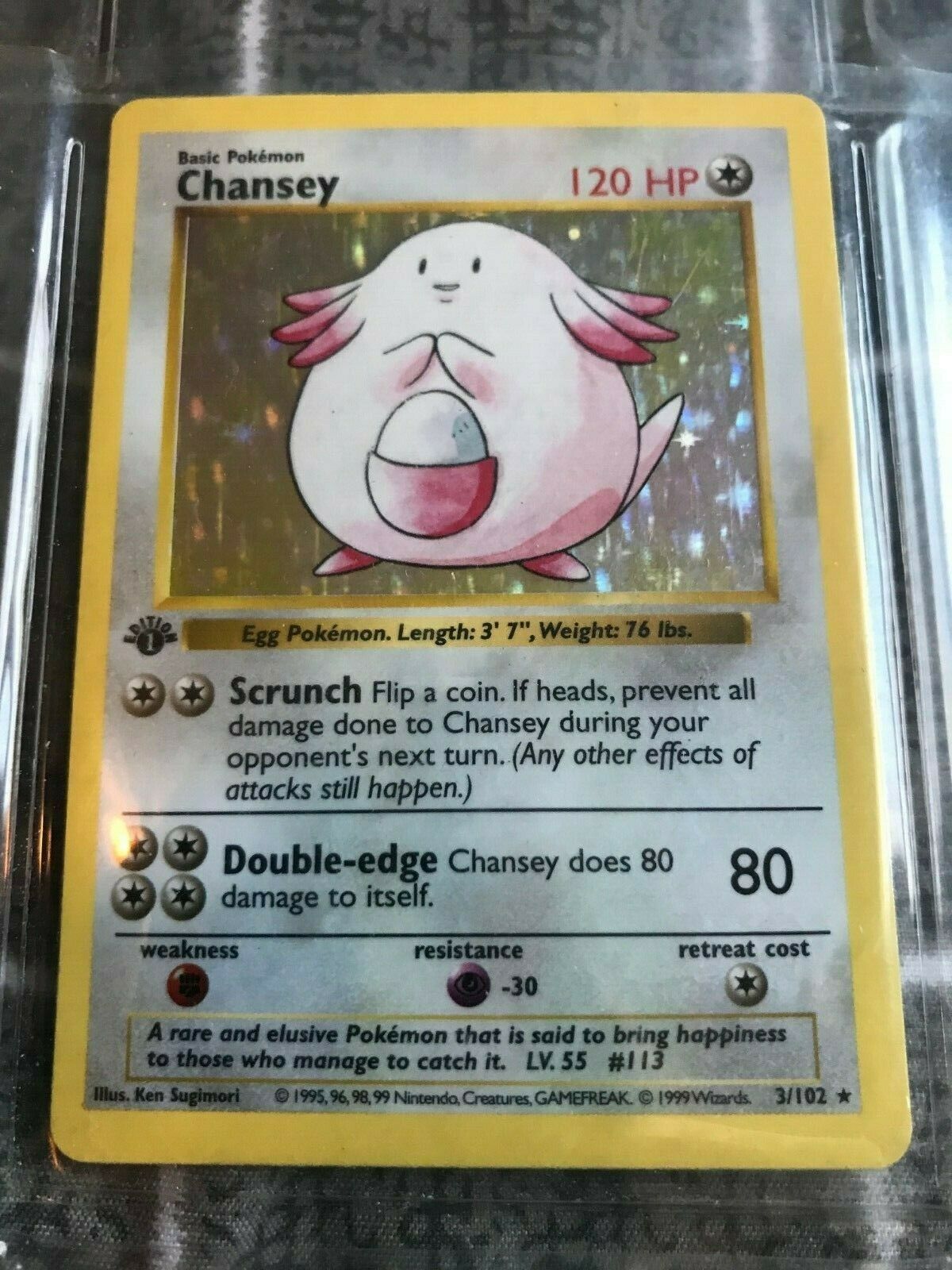 RARE First Edition Shadowless Holographic Chansey Card  More Pokemon