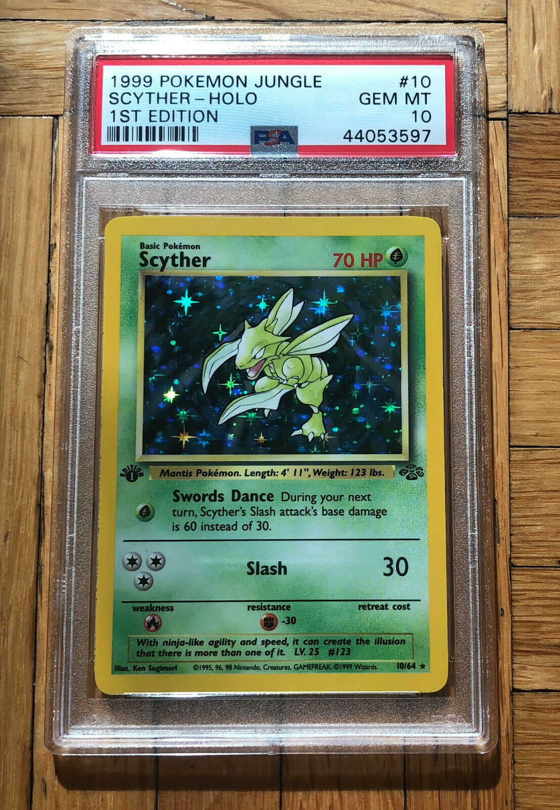 Pokemon Card  PSA 10 GEM MINT 1st Edition Holo Scyther Jungle 1999