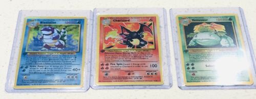 Pokemon Base Shiny Charizard Blastoise Venasuar 1st Edition Reverse Holo Card