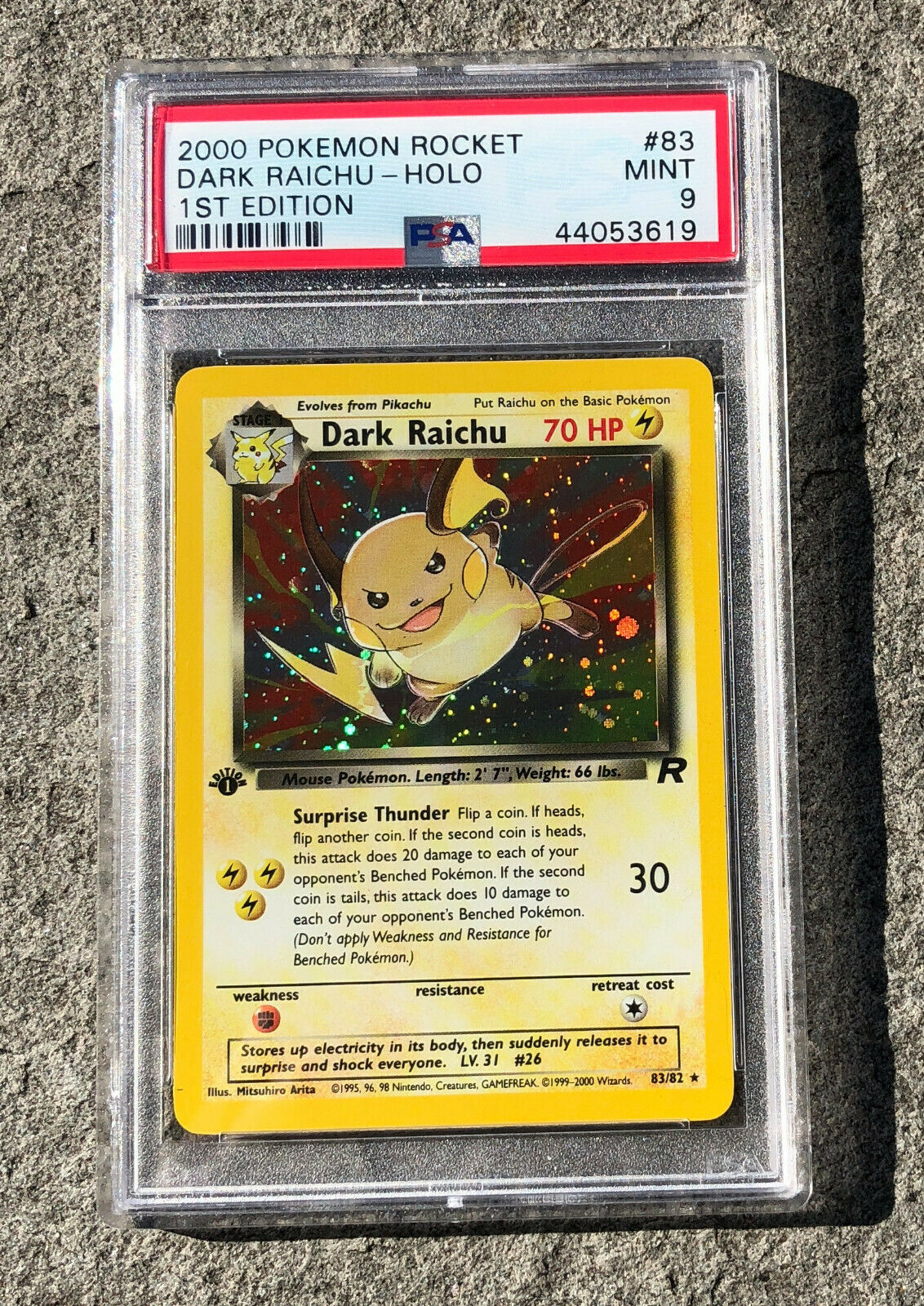 Pokemon Card  PSA 9 MINT 1st Edition Holo Dark Raichu Rocket 2000